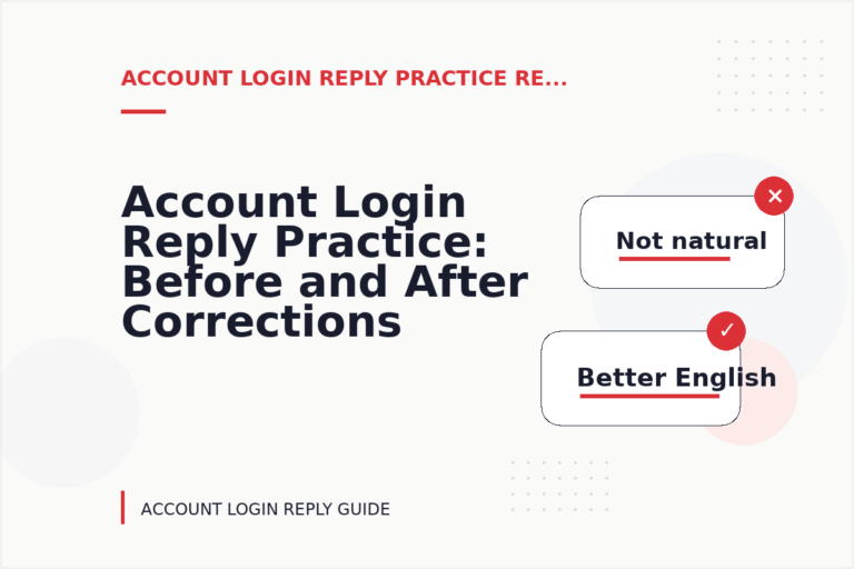 Account Login Reply Practice: Before and After Corrections Account Login Reply Practice: Before and After Corrections